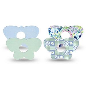 ExpressionMed Soft Balance Freestyle Libre 3 and Libre 3 Plus Butterfly, 4-Pack Tape Spring blues greens Waterproof Plaster for CGM