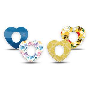 ExpressionMed Summer Brights Dexcom G7 and Dexcom Stelo Glucose Biosensor System Heart, 4-Pack Tape Spring skies and blossoms Fixing Ring Tape for Continuous Glucose Monitor