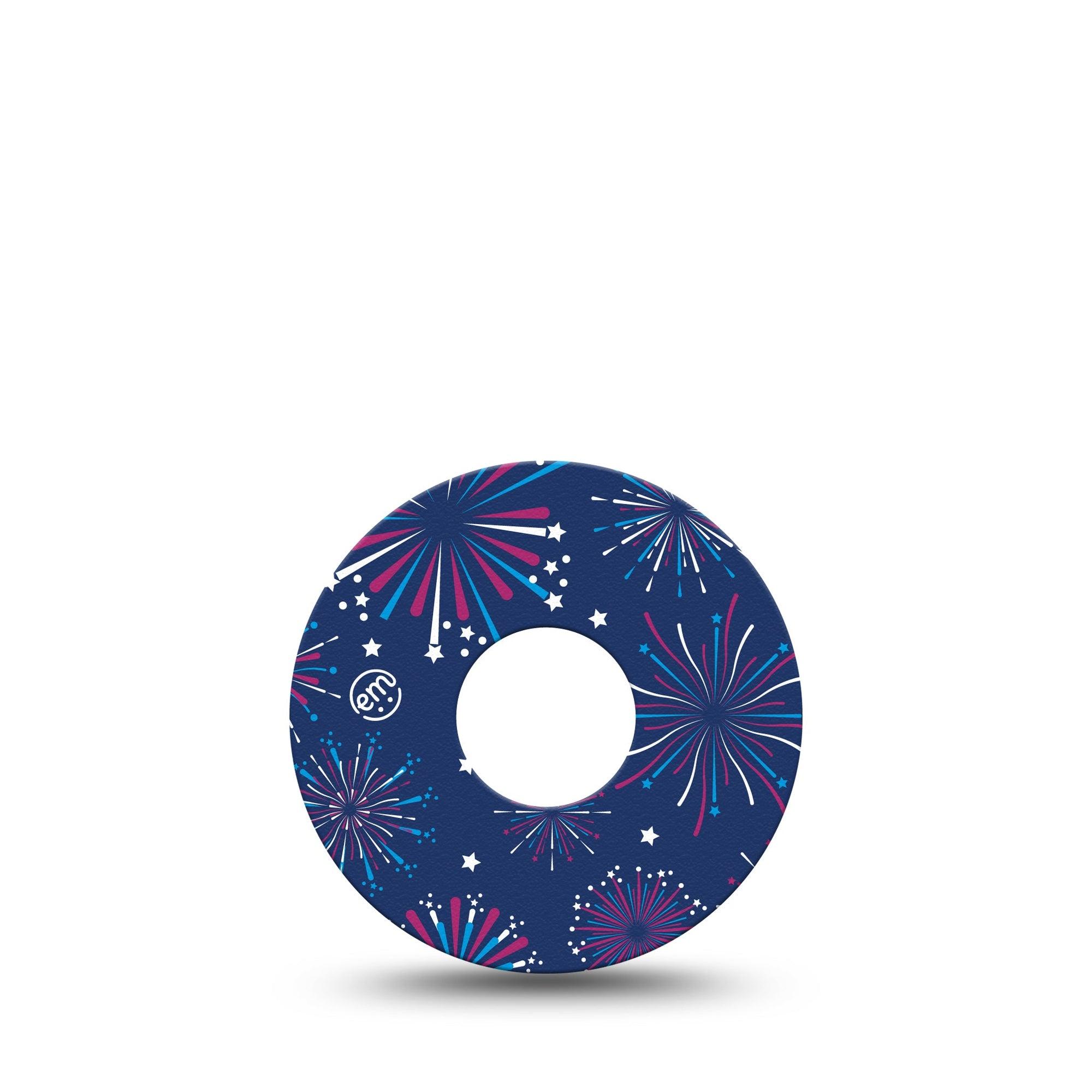 ExpressionMed Night Sky Celebration Freestyle Libre 3 Tape Single Red White Blue Firework Show Adhesive Tape CGM Design