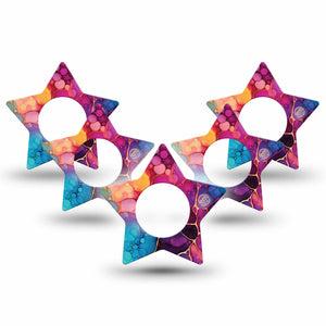 ExpressionMed Rainbow Ink Freestyle Libre, Libre 2 Plus, and Abbott Lingo Star, 5-Pack Artistic color flow Accessories for Continuous Glucose Monitor