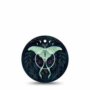 ExpressionMed Luna Moth Freestyle Libre and Libre 2 Plus Tape, Abbott Lingo, Single Tape and Single Sticker Moth and Moons, Fixing Ring Tape Continuous Glucose Monitor Design