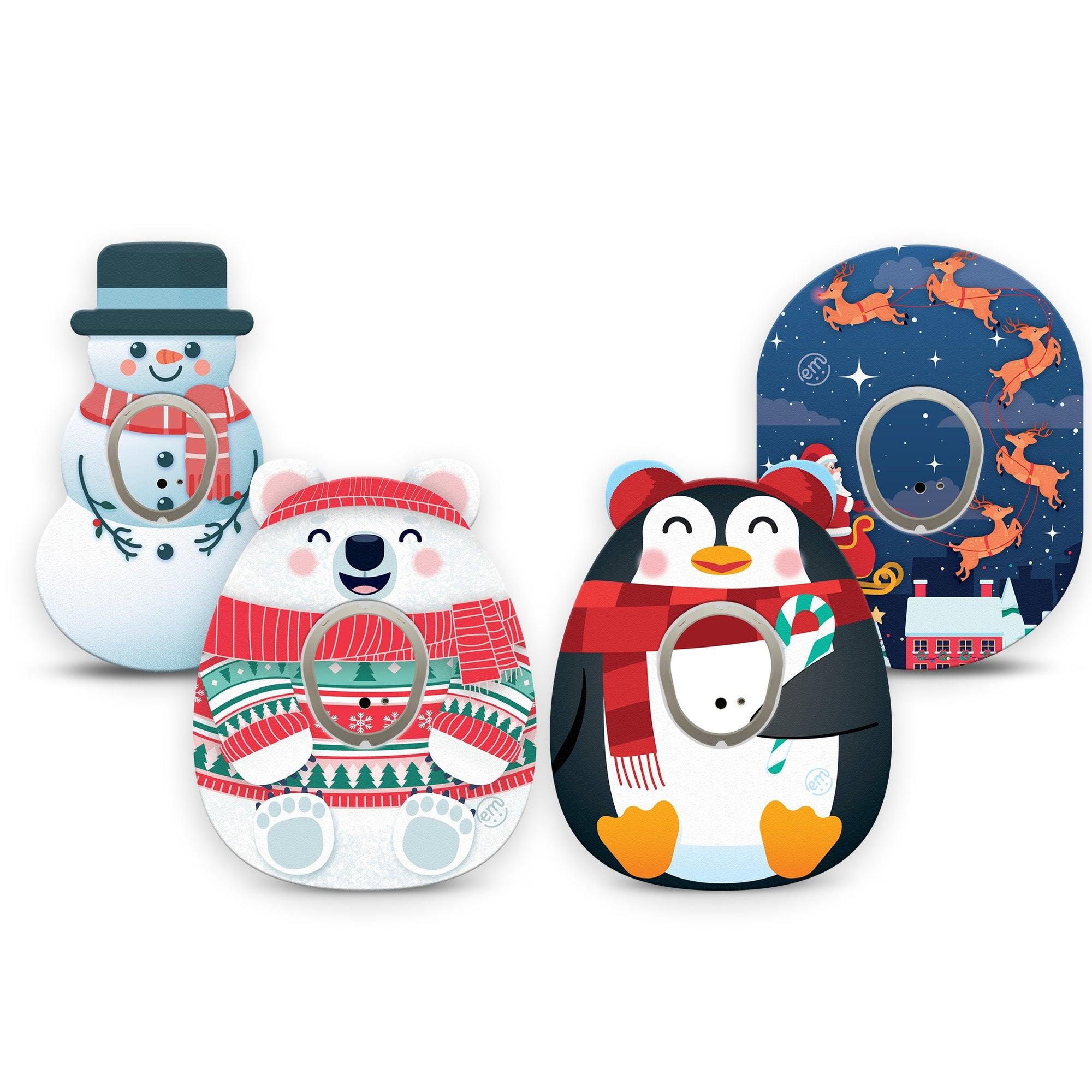 ExpressionMed Jingle All The Way Variety Pack Dexcom G7 Sticker and Tape, Dexcom Stelo Glucose Biosensor System,  Christmas Animals, Vinyl Sticker and Tape Pairing Continuous Glucose Monitor Design