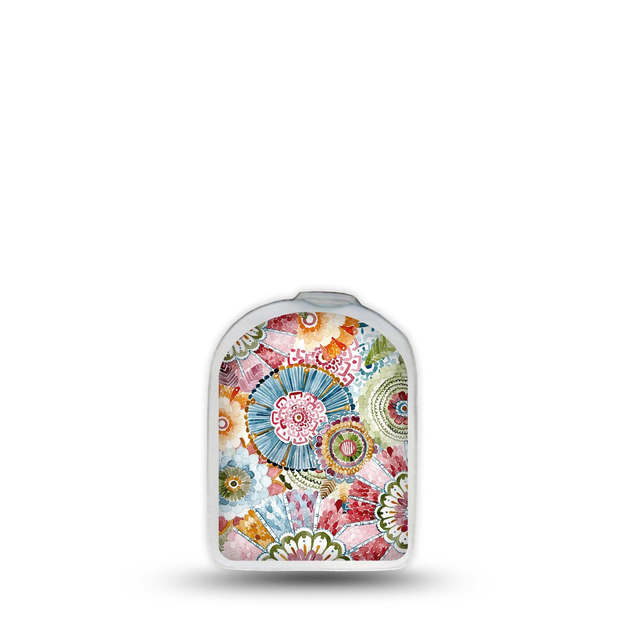 ExpressionMed Petal Print Omnipod Surface Center Sticker Single Sticker Colorful Florals Inspired Vinyl Decoration Pump Design