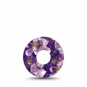 ExpressionMed Plum Gold Freestyle Libre 3 and Libre 3 Plus, Single Tape Purple gold hibiscus Overlay Patch for Continuous Glucose Monitor