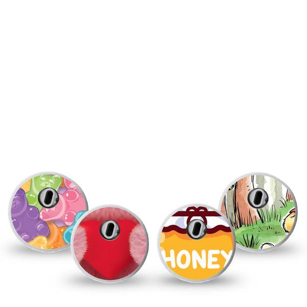 ExpressionMed Bear Necessities Freestyle Libre 3 and Libre 3 Plus Sticker, 4-Pack Sticker Playful bears and bees Vinyl Decoration for CGM