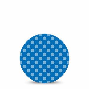 ExpressionMed Blue Polka Dots Freestyle Libre and Libre 2 Plus Overpatch, Abbott Lingo, Single Tape Neutral Blue Dots, Fixing Ring Patch CGM Design