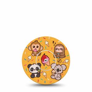 ExpressionMed Ice Cream Buddies Freestyle Libre and Libre 2 Plus Sticker and Tape, Abbott Lingo,  Sun Inspired Character, Adhesive Sticker and Tape Design Continuous Glucose Monitor Design