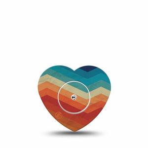 ExpressionMed Retro Winter Coat Freestyle Libre 2 and Libre 2 Plus Heart Shape Tape, Abbott Lingo, Single Tape and Single Sticker Retro Coat Print, Adhesive Patch CGM Design