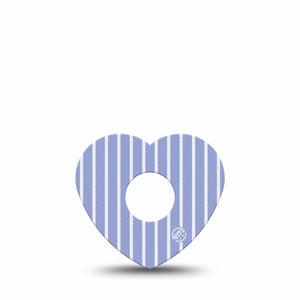 ExpressionMed Blue Stripes Freestyle Libre 3 and Libre 3 Plus Heart, Single Tape White and blue pin stripes Vinyl Decoration for CGM