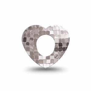 ExpressionMed Mirror Ball Dexcom G7 and Dexcom Stelo Glucose Biosensor System Heart, Single Tape Disco ball inspired Decorative Patch for CGM