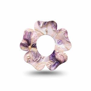 ExpressionMed Pink Pearls Dexcom G7 and Dexcom Stelo Glucose Biosensor System Flower, Single Tape Pearly pink and purple Adhesive Tape for CGM