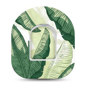 ExpressionMed Palm Leaf Omnipod, Single Tape and Single Sticker Plant print Decorative Patch For Insulin Pump