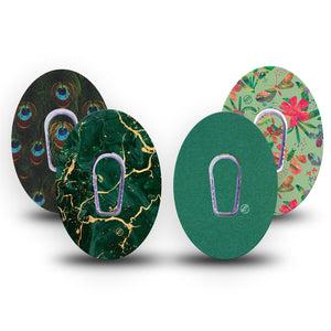 ExpressionMed Deep Forest Variety Pack Dexcom G6 Tape, 4-Pack Tape and 4-Pack Stickers Variety Pantone 7727 U Mix, Plaster Continuous Glucose Monitor Design