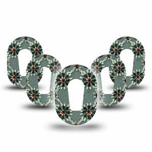 ExpressionMed Green Embroidery Dexcom G6 Mini Tape, 5-Pack Tape Autumn Winter Style Embroidery, Adhesive Tape CGM Design