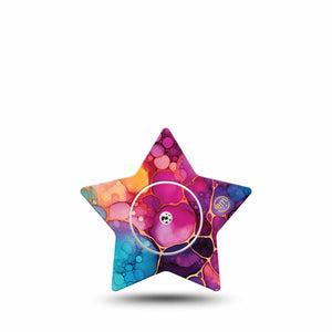 ExpressionMed Rainbow Ink Freestyle Libre, Libre 2 Plus, and Abbott Lingo Star, Single Tape and Single Sticker Blended color strokes Patch for CGM