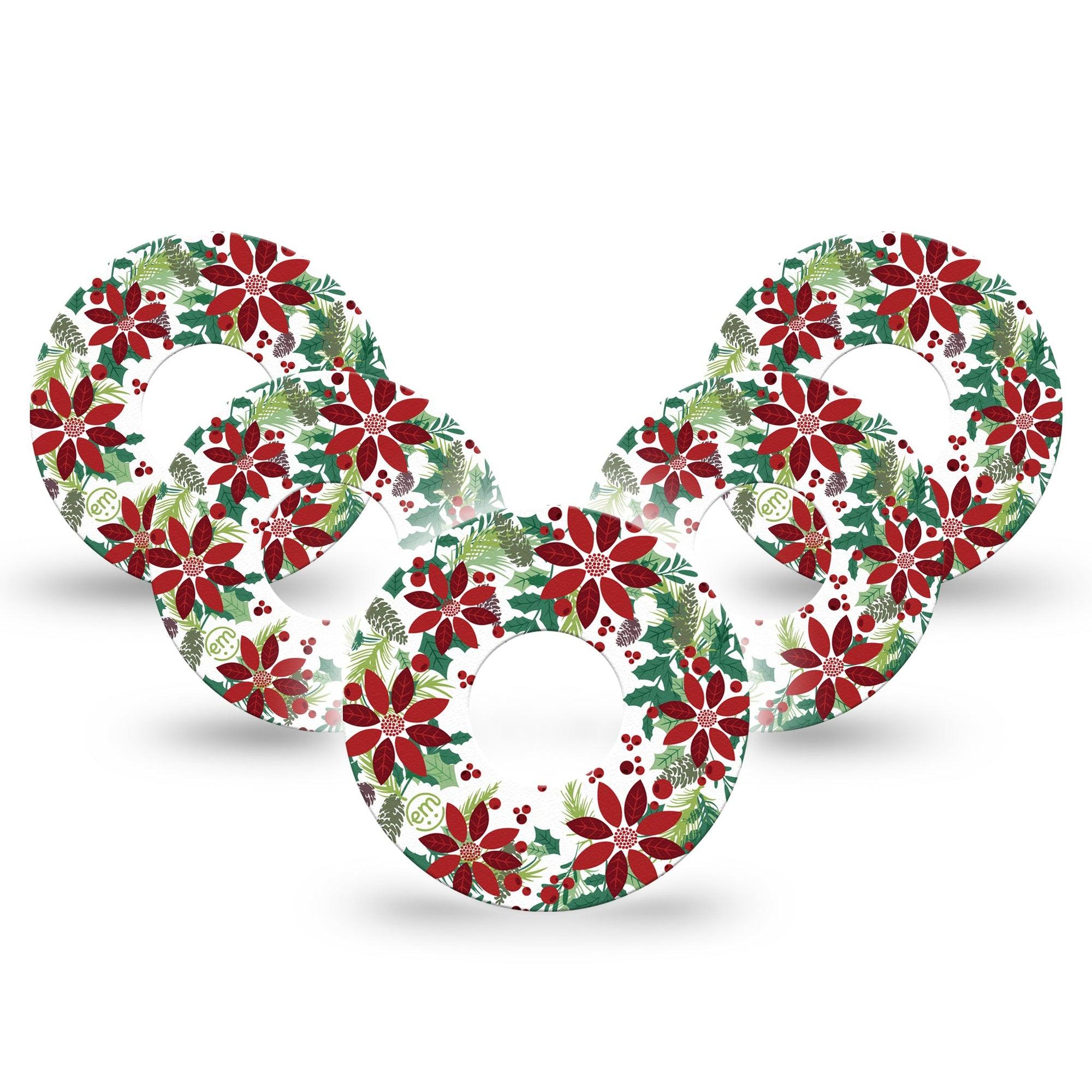 ExpressionMed Christmas Wreath Infusion Set Tape 10-Pack Tape Cute Warm Garland Plant Wreath, Overlay Patch CGM Design