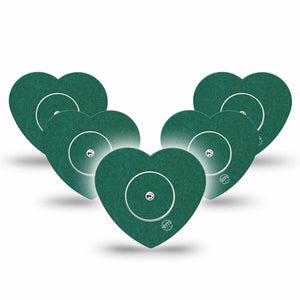 ExpressionMed Forest Green Freestyle Libre 2 and Libre 2 Plus Heart Shape Tape, Abbott Lingo, 5-Pack Tape and 5-Pack Sticker Basic Color, Adhesive Patch CGM Design
