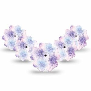 ExpressionMed Wisteria Fade Freestyle Libre 3 and Libre 3 Plus Flower, 5-Pack Tape and 5-Pack Sticker Lavender flowers Waterproof Plaster for Continuous Glucose Monitor