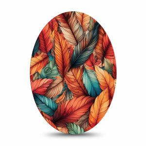 ExpressionMed Fall Leaf Feathers Medtronic Guardian Enlite Universal Oval Single Thanksgiving Vibe Feathers Plaster Continuous Glucose Monitor Design