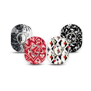 ExpressionMed Ace of Style Variety Pack Dexcom G7 Mini Tape, Dexcom Stelo Glucose Biosensor System, 4-Pack Tape and 4-Pack Sticker Variety Deck of Cards Inspired, Patch Continuous Glucose Monitor Design