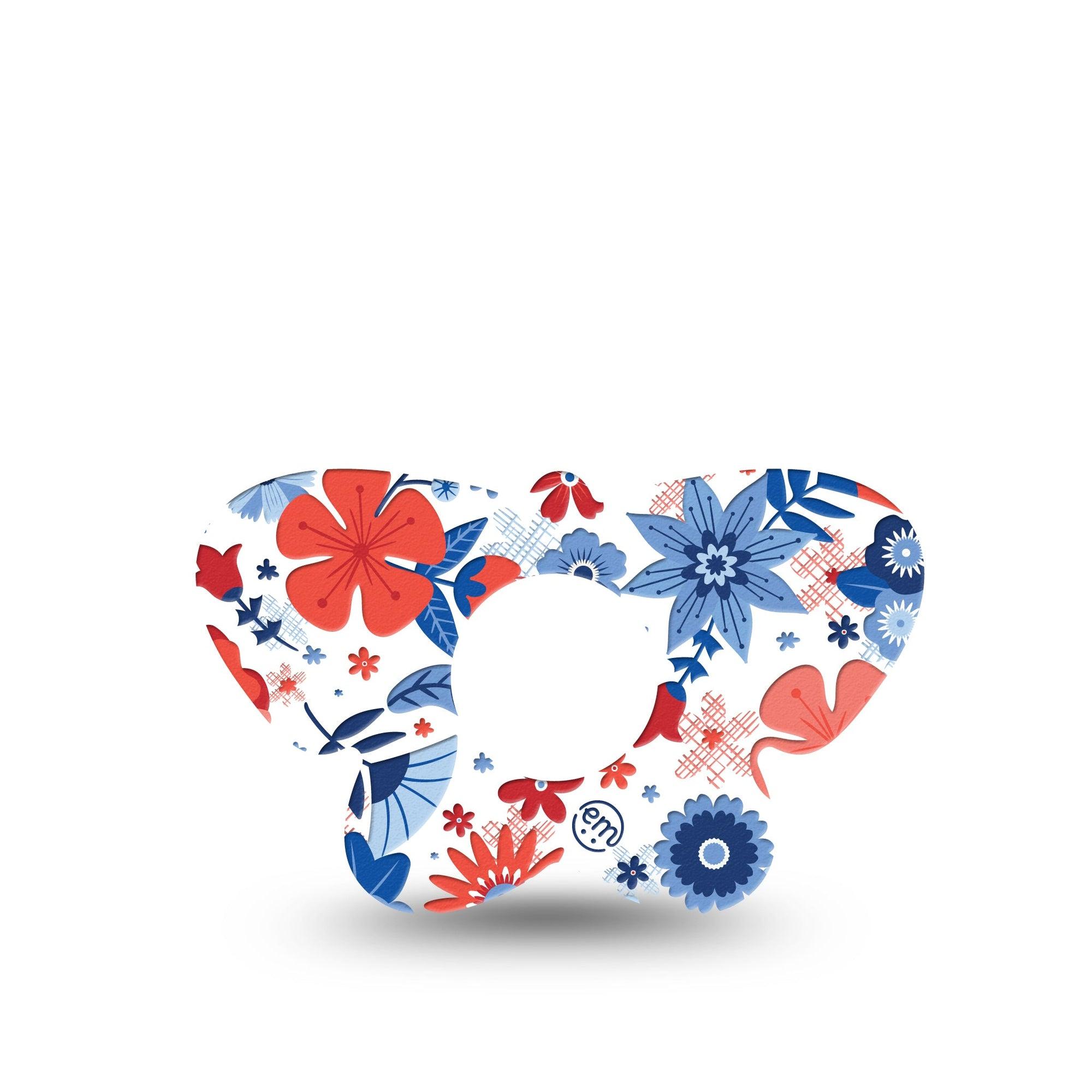 ExpressionMed July Flowers Infusion Set Butterfly Shape Tape 5-Pack variety red blue white flowers Adhesive Tape Continuous Glucose Monitor Design