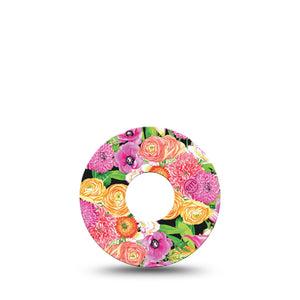 ExpressionMed Hand Painted Flowers Freestyle Libre 3 Tape Single pictured pink flowers Adhesive Tape CGM Design