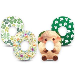ExpressionMed St Pattys VP Dexcom G7 and Dexcom Stelo Glucose Biosensor System, 4-Pack Tape Shamrocks and florals Fixing Ring Tape for Continuous Glucose Monitor
