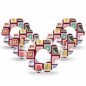 ExpressionMed Postage Stamp Freestyle Libre, Libre 2 Plus, and Abbott Lingo Flower, 5-Pack Illistrated postage stamps Sensor Cover for Continuous Glucose Monitor