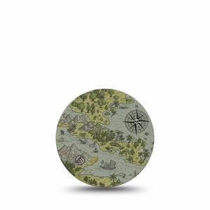 ExpressionMed Navigation Freestyle Libre 3 and Libre 3 Plus Overpatch, Single Tape Pirate Map, Adhesive Patch CGM Design