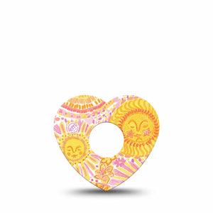 ExpressionMed Bright Sunshine Freestyle Libre 3 and Libre 3 Plus Heart, Single Tape sunny yellow pattern Vinyl Decoration for CGM