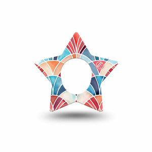 ExpressionMed Watercolor Fan Dexcom G7 and Dexcom Stelo Glucose Biosensor System Star, Single Tape Watercolor fan motif Overlay Tape for CGM