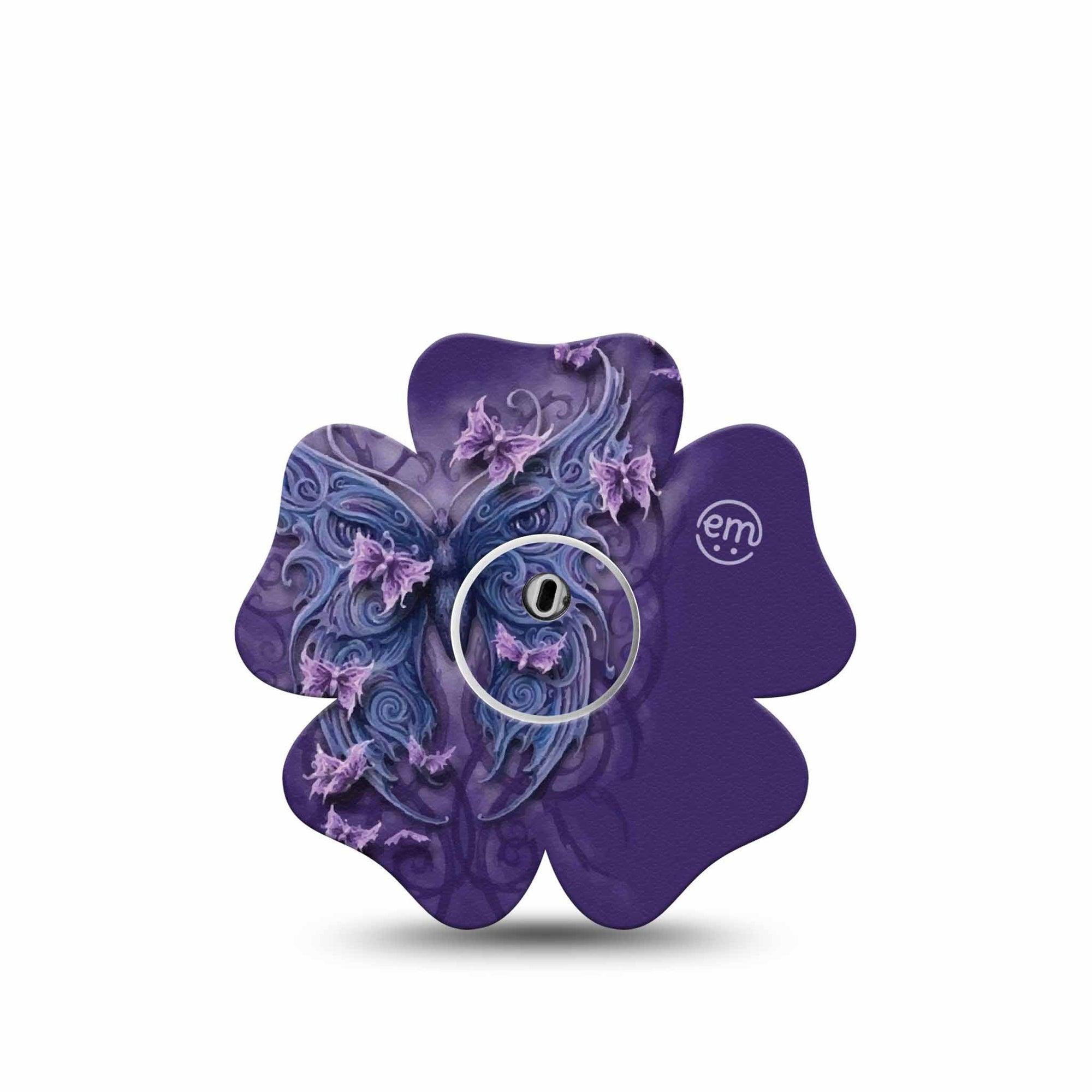 ExpressionMed Purple Butterfly Freestyle Libre 3 and Libre 3 Plus Flower Shape Tape Single Tape and Single Sticker Butterfly Art, Plaster CGM Design