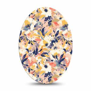 ExpressionMed Tinted Blooms Medtronic Guardian Enlite Universal Oval Single Blended Orange Blue Florals Plaster Continuous Glucose Monitor Design