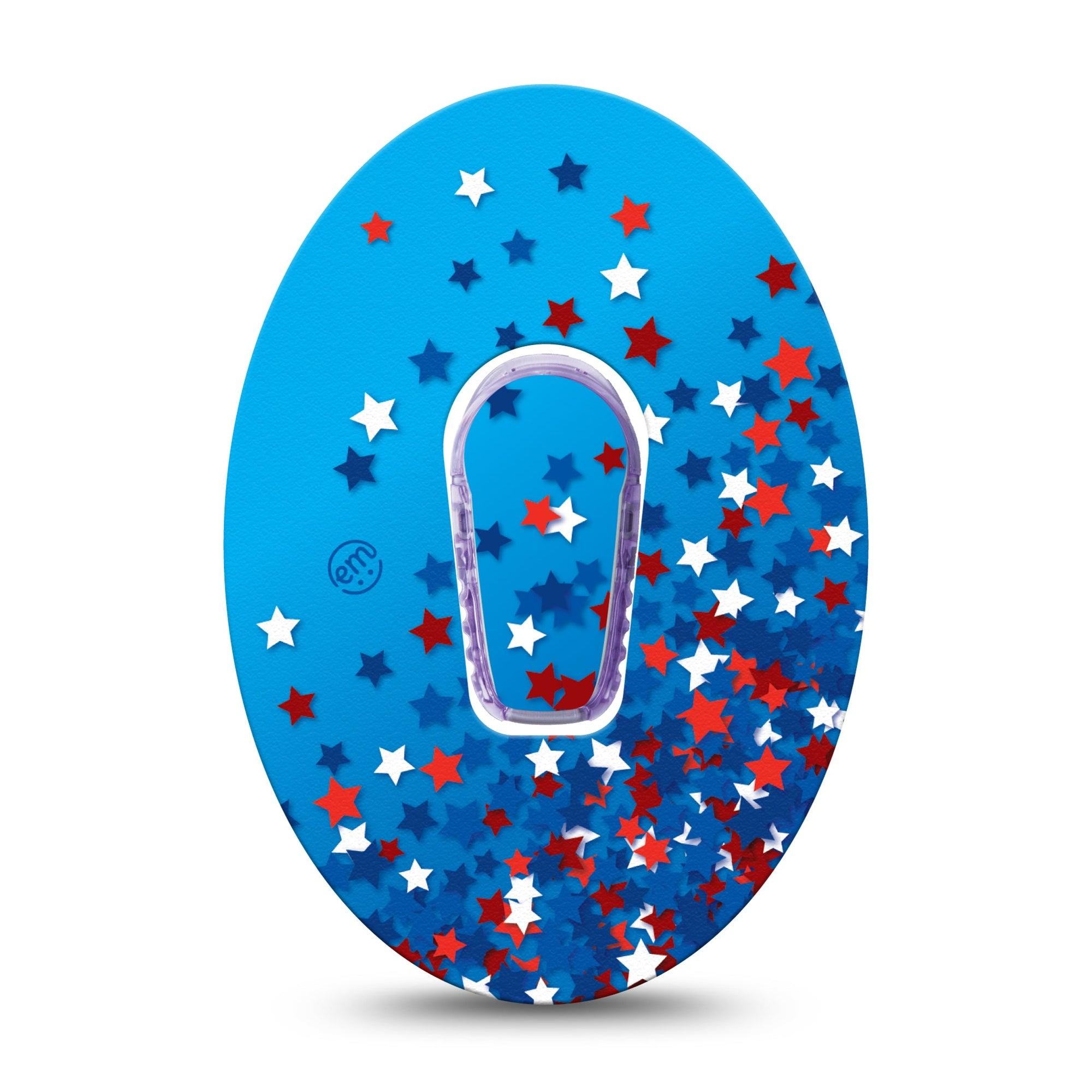 ExpressionMed Confetti Stars Dexcom G6 Tape Single Tape and Single Sticker American Confetti Stars, Plaster Continuous Glucose Monitor Design