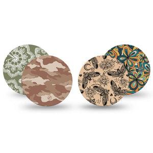 ExpressionMed Khaki Florals Variety Pack Dexcom G7 Overpatch, Dexcom Stelo Glucose Biosensor System, 4-Pack Tape Variety Edgy Earth Tone Patterns, Overlay Tape CGM Design