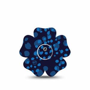 ExpressionMed Blue Drops Freestyle Libre 3 and Libre 3 Plus Flower Shape Tape, Single Tape and Single Sticker Shades Of Blue Print, Overlay Tape CGM Design
