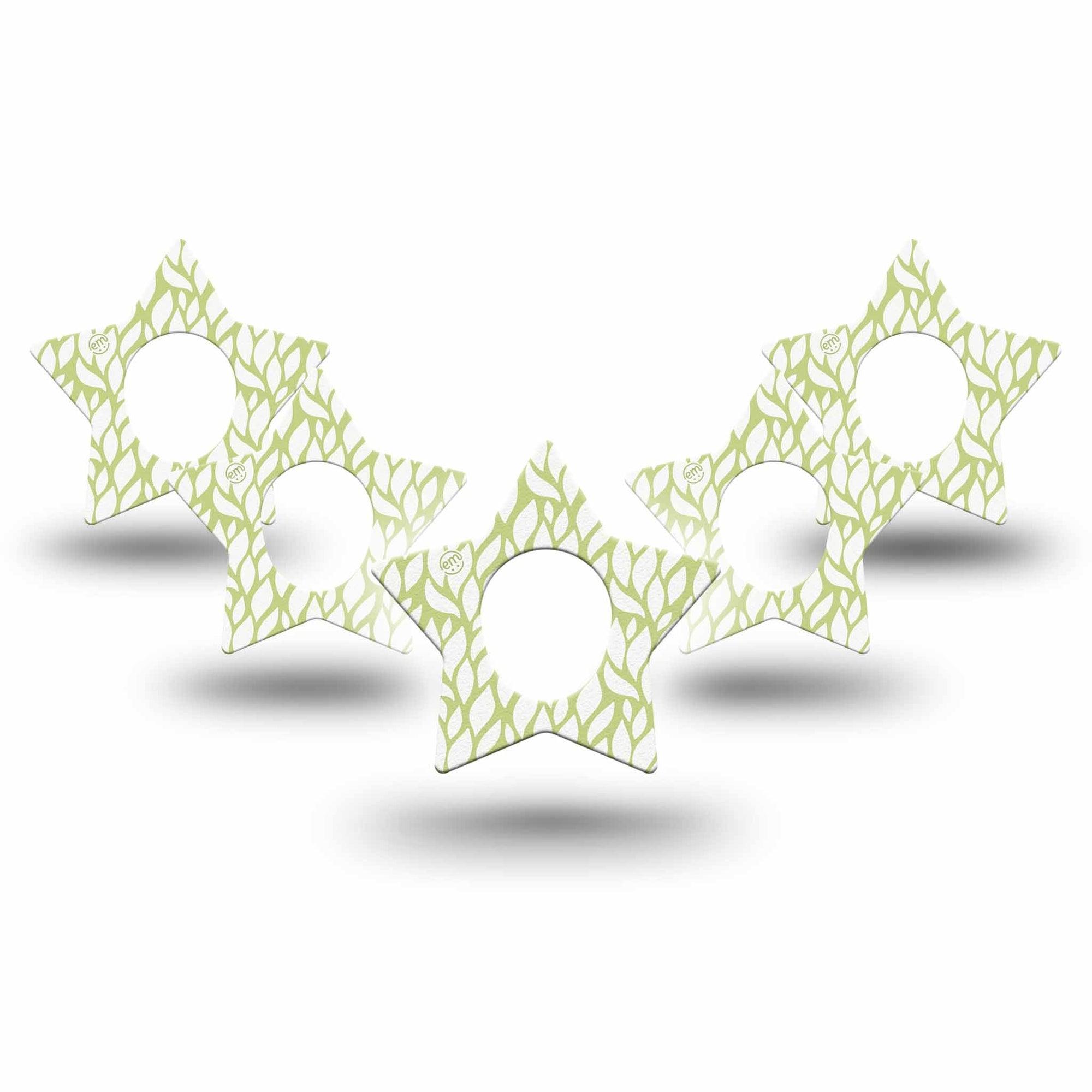 ExpressionMed Sage Greens Dexcom G7 Star Shape Tape, Dexcom Stelo Glucose Biosensor System,  5-Pack Tape Sage Palette, Overlay Patch CGM Design