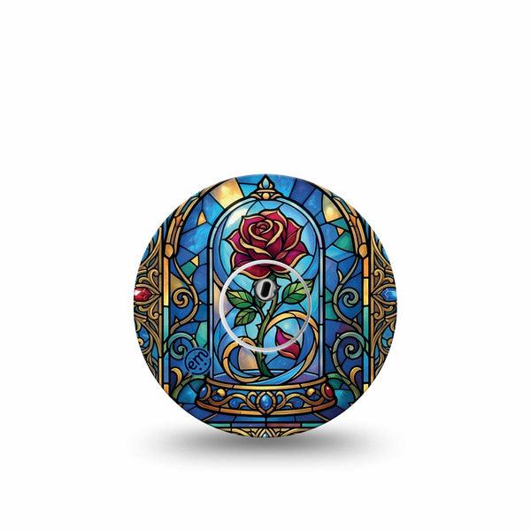 ExpressionMed Enchanted Rose Freestyle Libre 3 and Libre 3 Plus, Single Tape and Single Sticker glass dome rose Accessories for Continuous Glucose Monitor
