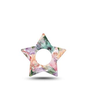 ExpressionMed Flower Clouds Infusion Set Star Shape Tape 5-Pack Tape Soft-Colored Textured Florals, Fixing Ring Patch Continuous Glucose Monitor Design