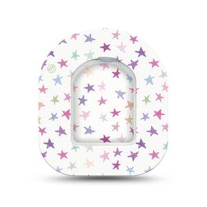 ExpressionMed Bright Stars Omnipod Surface Center Sticker and Mini Tape tiny star Adhesive Patch Design Vinyl Sticker and Tape Design Pump Design