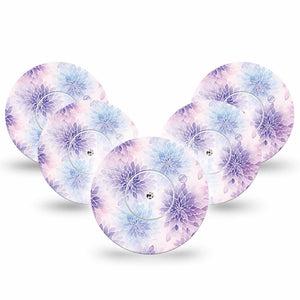 ExpressionMed Wisteria Fade Freestyle Libre, Libre 2 Plus, and Abbott Lingo, 5-Pack Tape and 5-Pack Sticker Spring purple bouquet Accessories for Continuous Glucose Monitor
