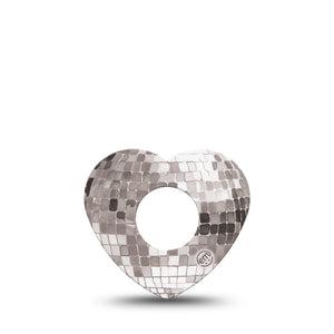 ExpressionMed Mirror Ball Infusion Heart, 5-Pack Silver gray ball Overlay Patch For Insulin Pump