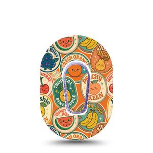 ExpressionMed Fruit Stickers Dexcom G6 Mini, Single Tape and Single Sticker Adorable food stickers Waterproof Adhesive Tape for CGM