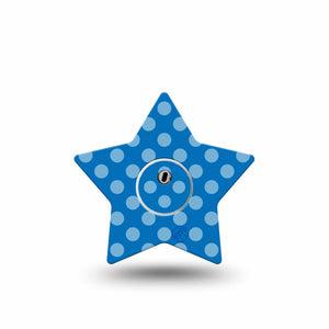 ExpressionMed Blue Polka Dots Freestyle Libre 3 and Libre 3 Plus Star Shape Tape, Single Tape and Single Sticker Blue Polka Dots, Patch CGM Design