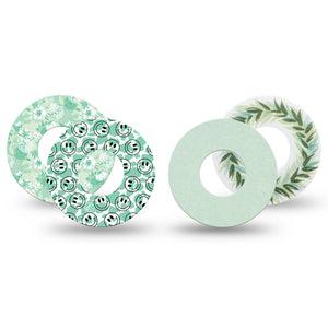 ExpressionMed Pistachio Whirl Variety Pack Freestyle Libre and Libre 2 Plus Tape, Abbott Lingo, 4-Pack Tape Variety, Pantone Mint Green Inspired Collection, Fixing Ring Tape Continuous Glucose Monitor Design