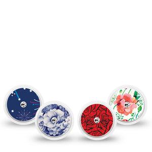 ExpressionMed Heritage Floral Freestyle Libre, Libre 2 Plus, and Abbott Lingo Sticker, 4-Pack Sticker heritage flower pattern Overlay Patch for Continuous Glucose Monitor