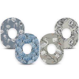 ExpressionMed Graceful Shores Dexcom G7 and Dexcom Stelo Glucose Biosensor System, 4-Pack Tape Icy blue and gray  Fixing Ring Tape for Continuous Glucose Monitor
