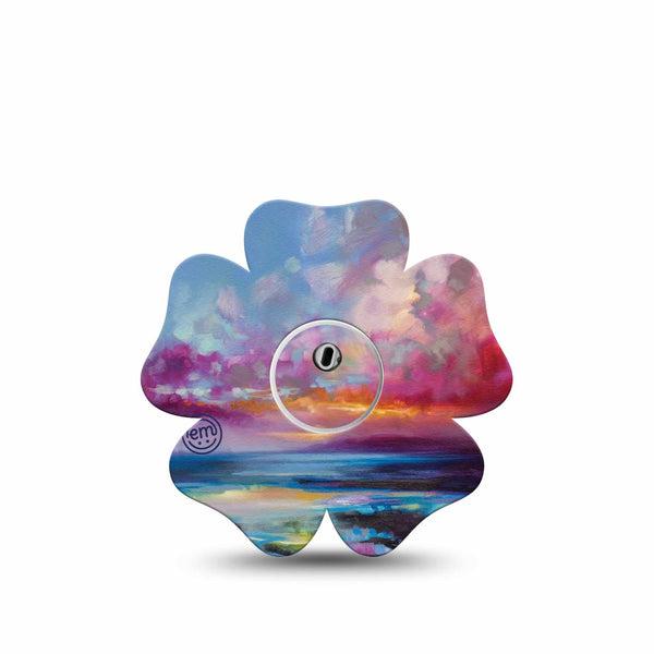 ExpressionMed Painted Skies Freestyle Libre 3 and Libre 3 Plus Flower Shape Tape Single Tape and Single Sticker Blush Sky, Overlay Tape CGM Design