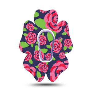 ExpressionMed Pretty Pink Roses Dexcom G6 Flower Shape Tape Single Tape and Single Sticker Soft Petals, Adhesive Patch Continuous Glucose Monitor Design