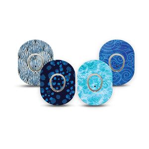 ExpressionMed Coastal Blues Dexcom G7 and Dexcom Stelo Glucose Biosensor System Mini, tape and sticker  beach inspired pattern Adhesive Tape for CGM